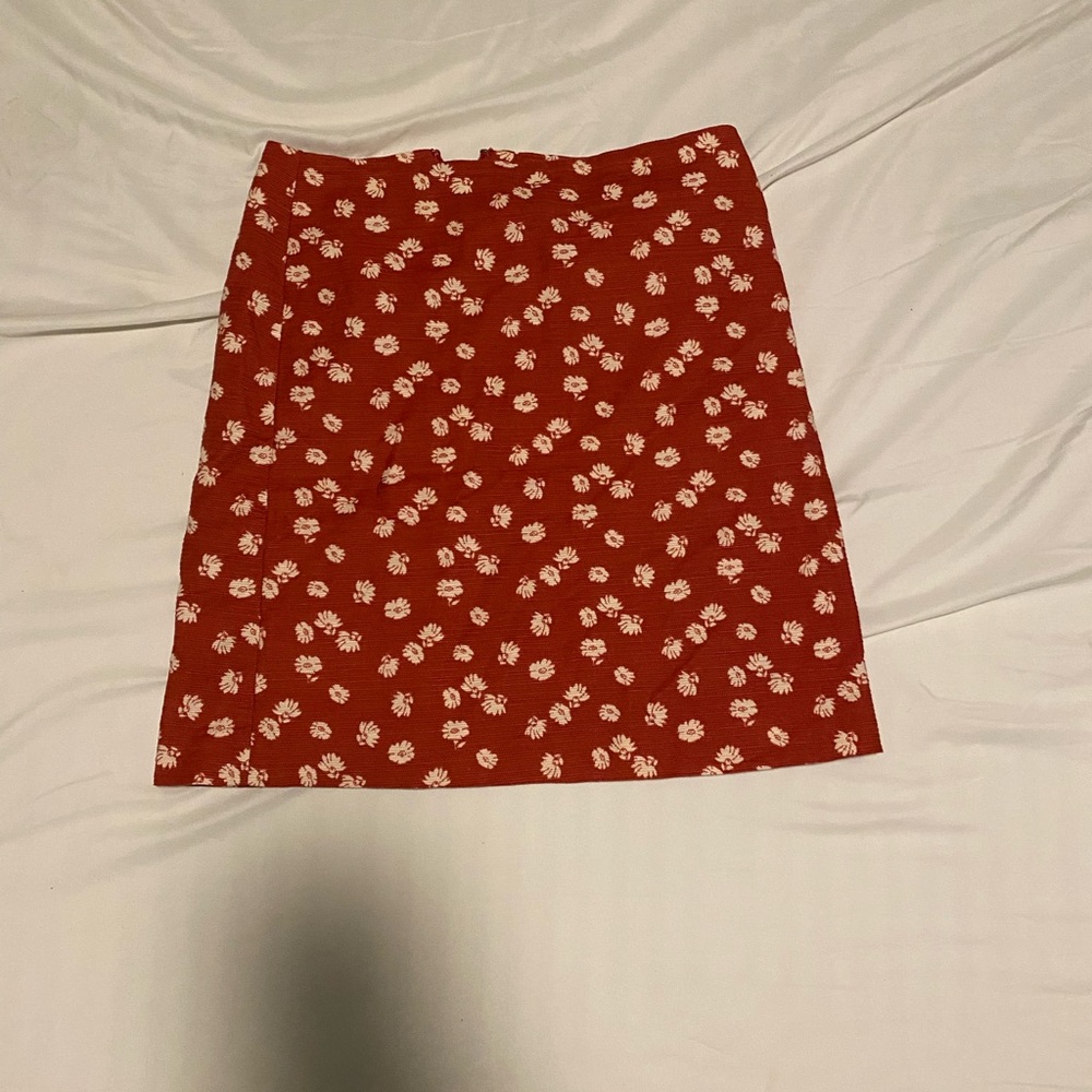 Ann Taylor Red Floral Mini Skirt